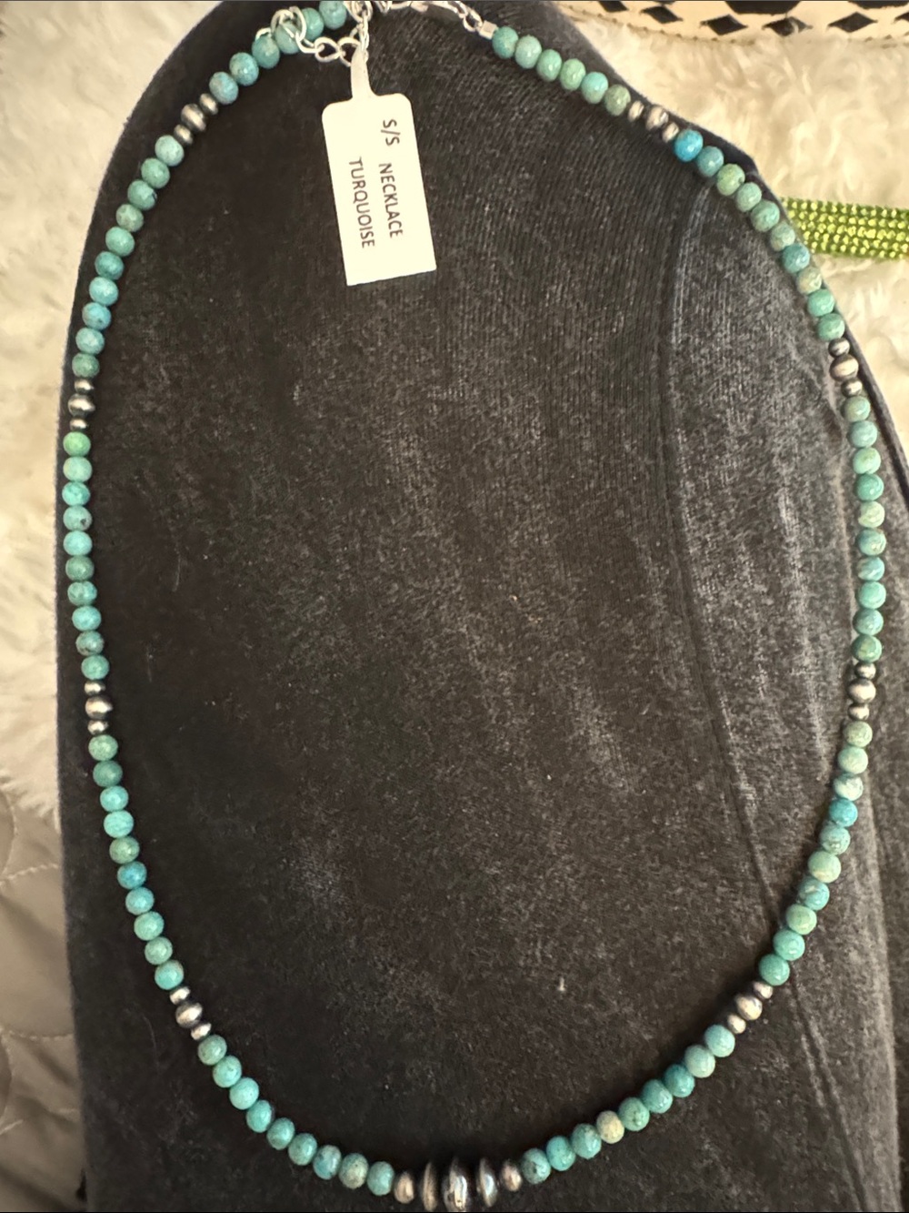 Turquoise Beaded Necklace with Silver Accents - Women's Jewelry